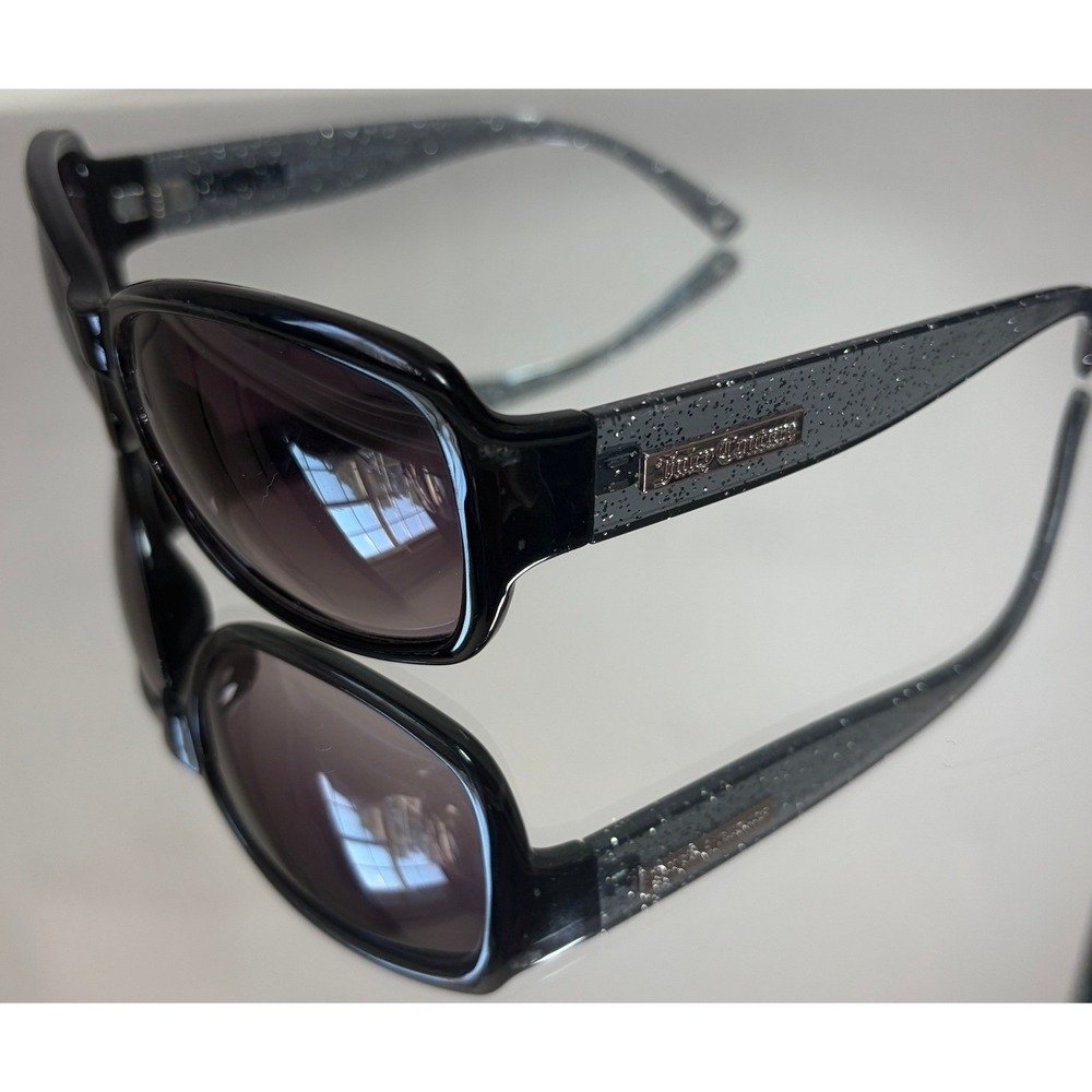 Y2K Juicy Couture Womens Glitter McBling Sunglasses Black Oversized Rich Girls
